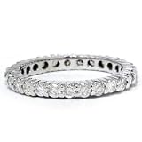 1.00CT Womens 14k White Gold Round Diamond Eternity Stackable Prong Anniversary Band color (H) clarity (I1)