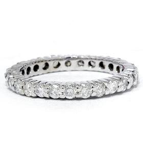 1.00CT Womens 14k White Gold Round Diamond Eternity Stackable Prong Anniversary Band color (H) clarity (I1)