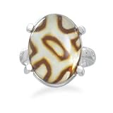Sterling Silver Animal Print Amber Ring