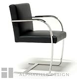 Alphaville Design SA-CANF-MI_K Canti Flat Arm Chair, Migliore Italian Leather, Black
