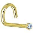 Solid 18KT Yellow Gold (December) 1.5mm Genuine Topaz Left Nostril Screw- 18 Gauge