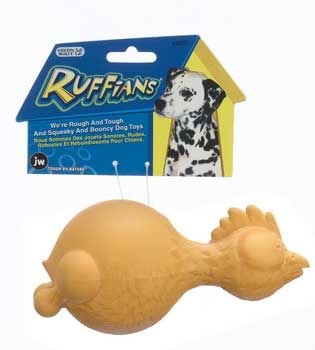 JW Pet Chicken Ruffians Rubber Dog Chew Toy