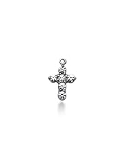 14K White Gold Round Diamond Share Prong Set Cross Pendant (0.60ct)