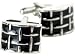 Chunky Woven Black and Silver Cufflinks with Presentation Box