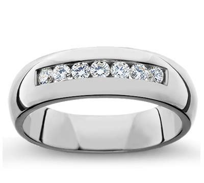 Comfort-Fit Men's Wedding Ring in 18k White Gold or Yellow Gold (G-H/SI2, 3/8 ct. tw.)