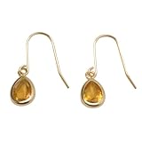 10k Yellow Gold Pear-Shaped Citrine Bezel Earrings