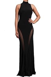 Open-Back Sheer Mesh Turtleneck Sleeveless Mermaid Spandex  Dress
