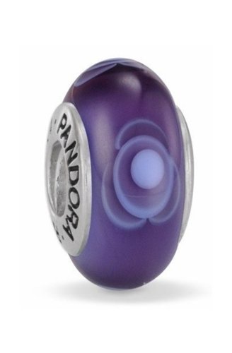 Pandora Damen Bead Sterling Silber 925 Muranoglaskugel lila mit Blumen KASI 79643 Beads