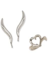 The Ear Pin Sterling Silver Polished Earrings Paired with Heart Earcuff Earrings