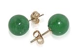 31yk411Rm6L. SL160  14 KT Yellow Gold 10 MM Green Jade Stud 14k Post Earrings
