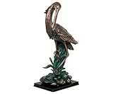 17.5 inch Copper Color Mix Verdigris Spoonbill Figurine Statue