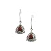 14K Yellow Gold and Sterling Silver Trillion Cut Mozambique Garnet Cabochon Fashion Earrings