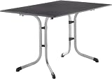 Sieger 1160-50 Boulevard-Tisch mit Puroplan-Platte 120 x 80 cm, Stahlrohrgestell graphit, Tischplatte Schieferdekor, anthrazit
