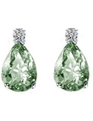 2.57Ct Pear Cut Amethyst & Diamond Hanging Earrings 18k Gold