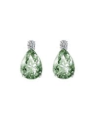 2.57Ct Pear Cut Amethyst & VS Diamond Hanging Earrings 18k Gold