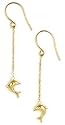 14k Yellow Gold Dolphin Dangle Earrings