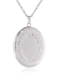 Sterling Silver Extra-Large Engraved Oval Locket, 22"