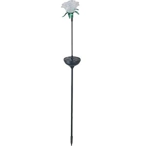 Royce Lighting RL1214S-09 Solar Rose Stake 4 Piece Set with Multi Color Changing LED Lights Set in Black Finish