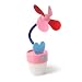 iBRIGHT Portable (USB or battery) flower pot fan with light (Pink)