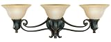 Murray Feiss VS9203-LBR Three-Light Cervantes Collection Vanity Strip, Liberty Bronze with Frost Amber Glass Shades
