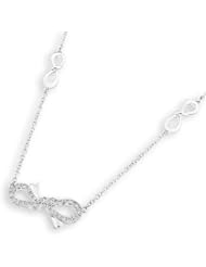 (X1000Diamond) 18K/750 White Gold Infinity Bow with Diamond Necklace (0.29 cttw, G-H Color, VS2-SI1 Clarity, 16"+1.5")