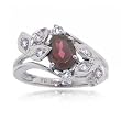 Rhodolite Garnet & Diamond Flower Ring in White Gold Size 7