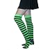 Womens Striped Thigh High Punk Socks - Green/Black