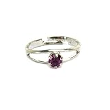 Rhinestone Adjustable Birthstone Fashion Ring for February, Amethyst
