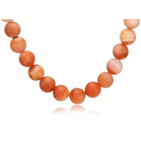 12mm Round Orange Agate Beaded Necklace, 16 by Amazon.com Collection