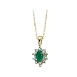 14K Yellow Gold 0.01 ct. Diamond and 6 x 4 MM Oval Shaped Emerald Pendant with Chain