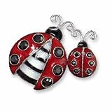 Clearly Charming Crystal Ladybugs Sterling Silver and Enamel Pin