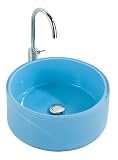 Wenko 18920100 Waschbecken Tropic Blue - mit Pop-Up Abfluss, Polyresin, &Oslash; 43 x 16 cm, hellblau