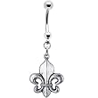 Antiqued Silver Tone Fleur De Lis Belly Ring