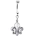 Antiqued Silver Tone Fleur De Lis Belly Ring