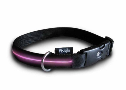 New Version: Large – Pink EL Fiber Visiglo Lighted Dog Collar (16 – 26″)