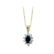 14K Yellow Gold 0.01 ct. Diamond and 6 x 4 MM Oval Shaped Sapphire Pendant with Chain
