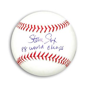Steve Sax Signed Dodgers Baseball - 88 World Champs