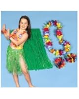 Child Hula Kit - 4 Pc Set Includes Hula Skirt, Flower Lei and 2 Lei Bracelets