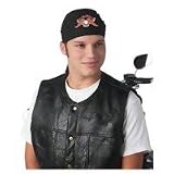 Diamond Plate Black Cotton Skull Cap w/ Eagle Live to Ride