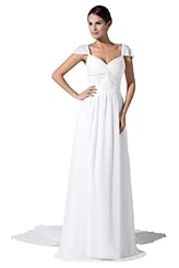 V-neck Beaded Cap Sleeves Prom Dress/Wedding Party Dress 