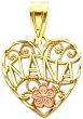 14K Two Tone Gold Nana Heart Pendant