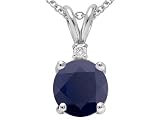 1.53 cts Genuine Round Sapphire Pendant - 14kt White or Yellow Gold FREE GIFT BAG!