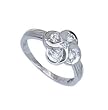 Sterling Silver Rhodium Ring with Clear CZ - Flower - Size: 6-9