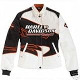 Harley Davidson Womens Screamin' Eagle Twill Jacket, White and Black, 98230-06VW