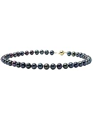 Large Black Freshwater Cultured Pearl Necklace. 10-11mm black cultured pearls threaded on knotted silk and finished with a discreet ball clasp to create an 18" classic.