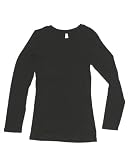 Ladies Black Plain Long Sleeve T-Shirt Crew Neck