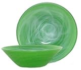 Colorful Art Glass Lime Green Dessert Bowl 6 1/2"D, 2 1/2"H Set of Two