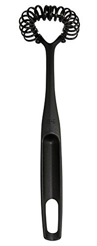 Whisk for Non Stick Pans, Spiral Flat Whisk for Sauces, Gravies (Black)