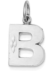 14k White Gold Block Initial B Diamond-Cut Charm D1282B