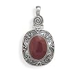 Oxidized Oval Rough-Cut Ruby Pendant